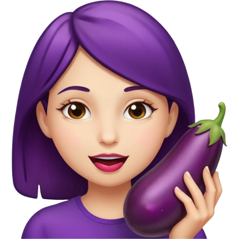 girl taking a bite of an eggplant  emoji