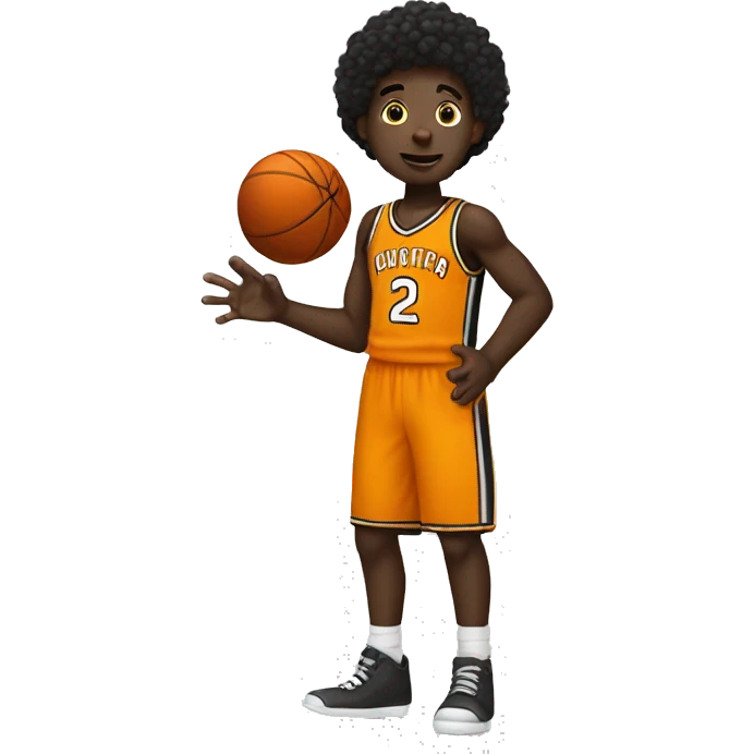 Black boy with free forms shooting a 3 pointer emoji