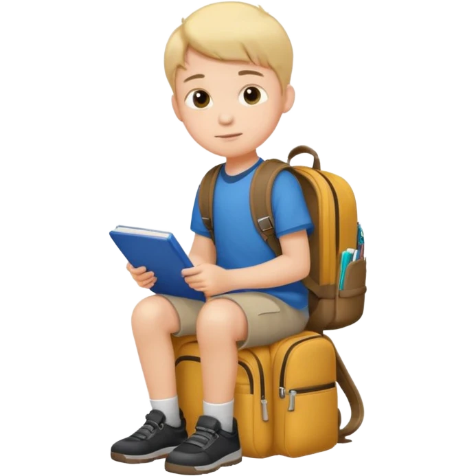 a boy sitting on school emoji