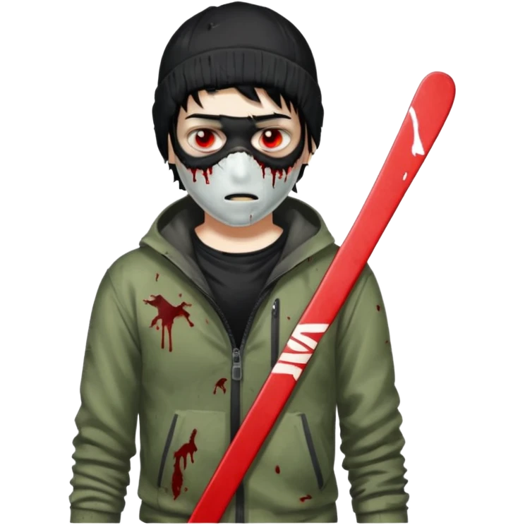 make a, zombie, boy, blackhair with a ski mask pull from nike ou syna emoji