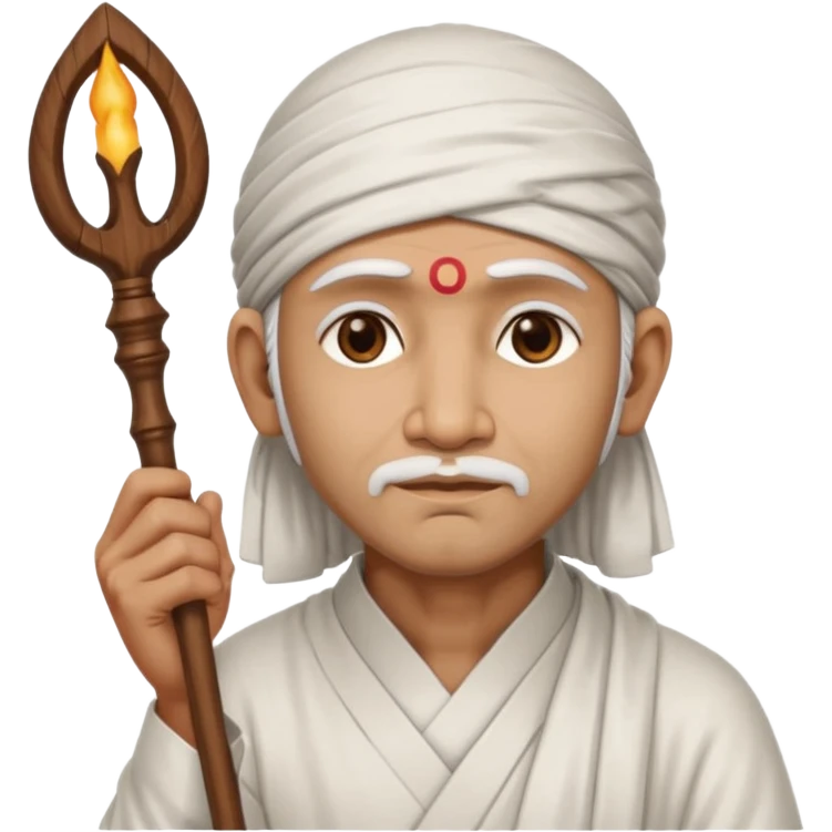 Shirdi Sai Baba holding a staff, peaceful expression emoji