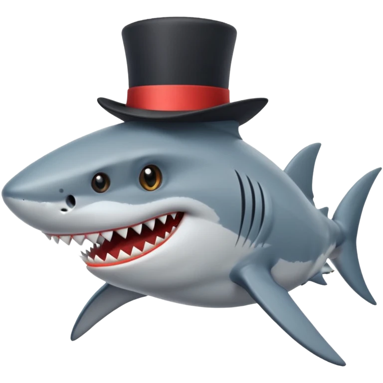 Shark with a top hat emoji