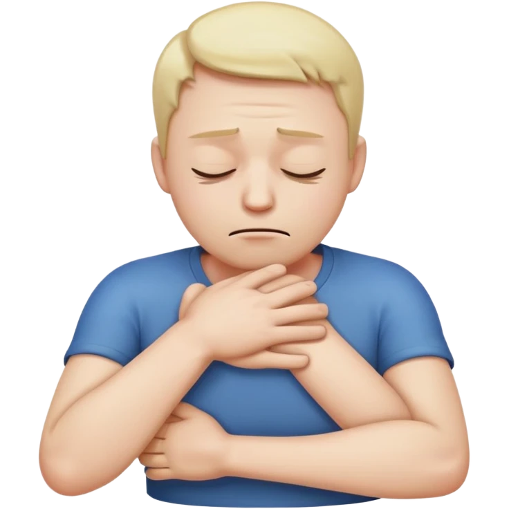 make an emoji with a man’s arms crossed and choking himself with his face strained and eyes closed emoji