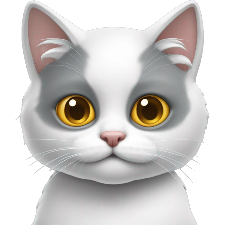 Gato blanco con dos manchitas grises sólo encima del ojo emoji