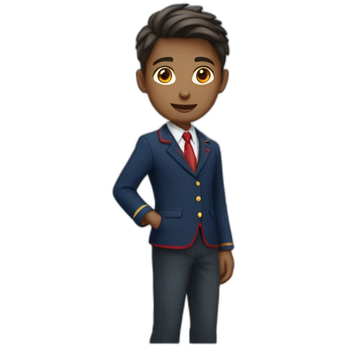 animated student wearing a school uniform, red vest inside a navy blue blazer emoji