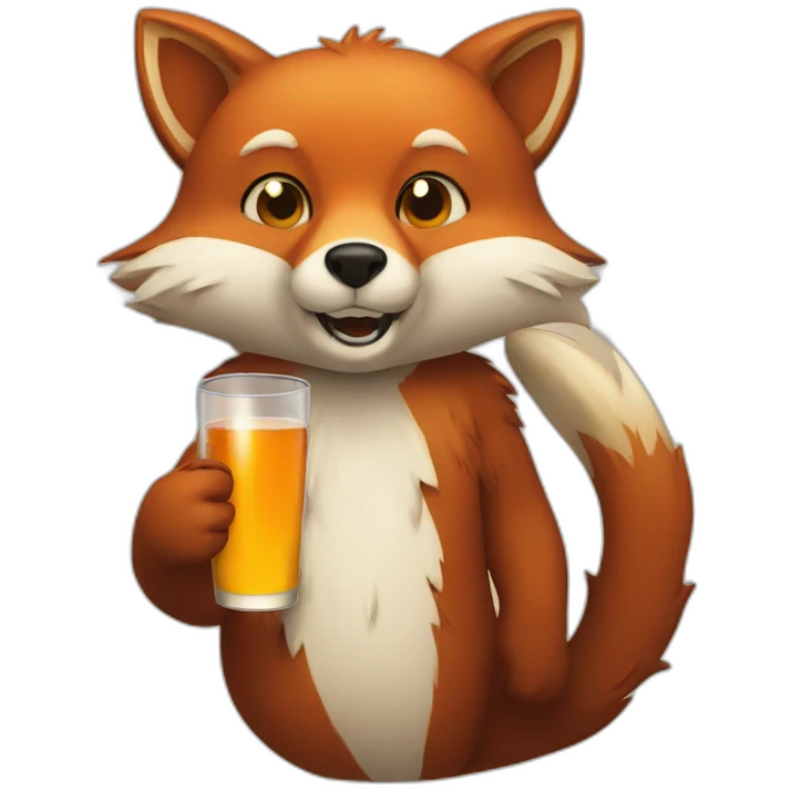 Fox drinking bear emoji