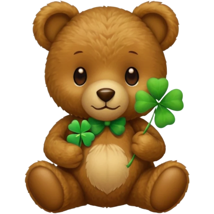 Colour Teddy with four-leaf clover emoji