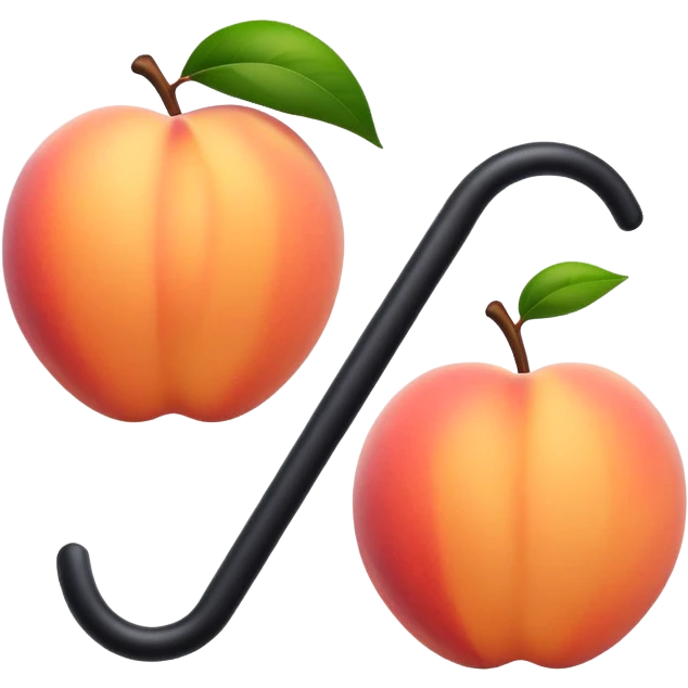 Peach emoji with long black object next to it emoji