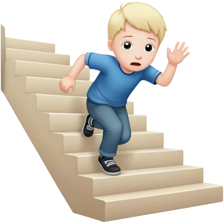 Autistic kid falling on stairs emoji