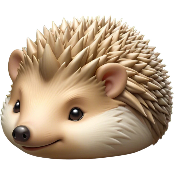 Beautiful and Majestic Hedgehog Portrait Emoji, Head and body resting in serene repose with a gentle, content smile, showcasing a delicately spiky yet soft body with eyes gently closed in peaceful slumber, Simplified yet exquisitely endearing features, highly detailed, glowing with a soft, drowsy forest light, high shine, relaxed and utterly enchanting, stylized with an air of timeless woodland majesty, soft glowing outline, capturing the essence of a beautiful and majestic hedgehog that embodies the serene charm of nature! emoji