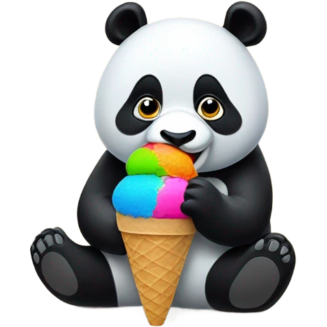 Panda eating ice cream emoji