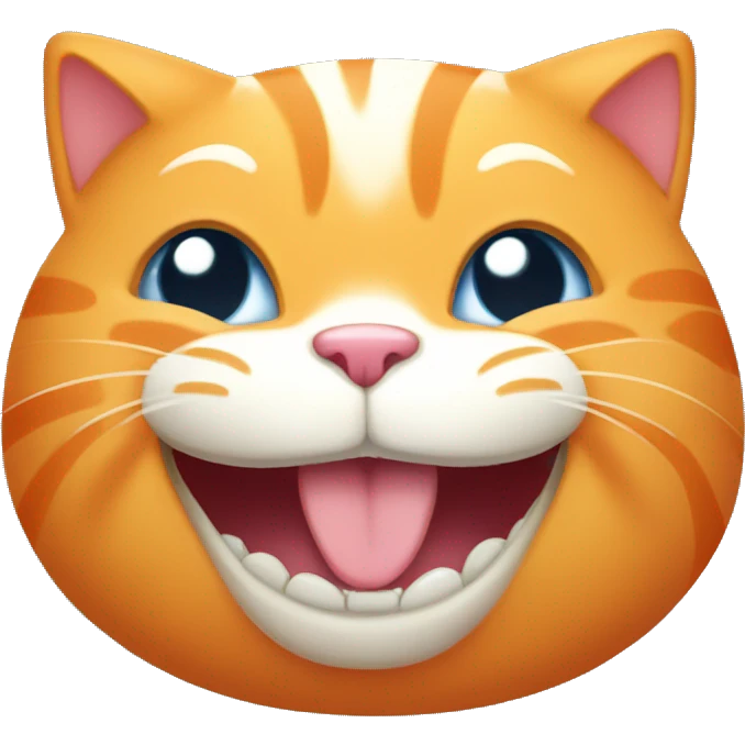 a cartoon fat orange cat smiling with all teeth emoji