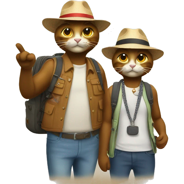 2 cats dressed up as tourists emoji