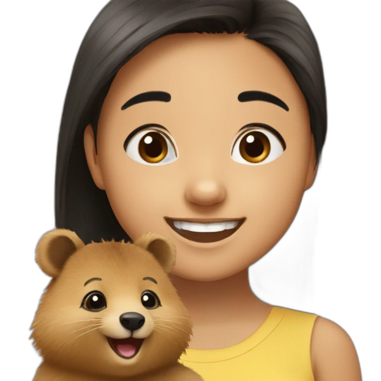 a-happy-quokka-with-happy-girl-who-is-black-hair emoji