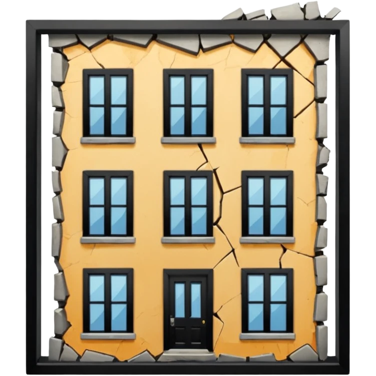 Apartment that is cracking and collapsing emoji