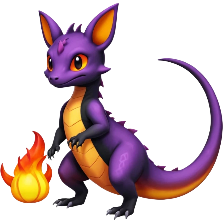 Shiny Cute Spooky Salandit-Umbreon-Charmeleon-Fakémon-hybrid-creature (full body)  emoji