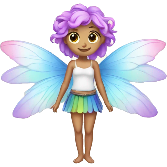Fairy with rainbow hair and wings Caucasian  emoji