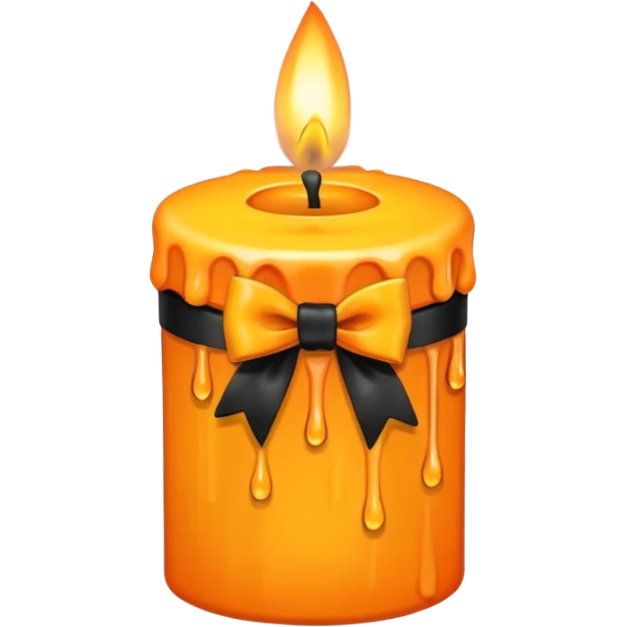 orange yellow candle, with black bow emoji