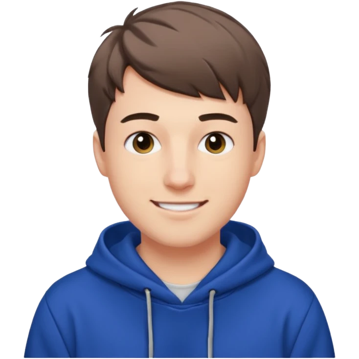 Draw MrBeast in casual hoodie with short hair & friendly smile. emoji