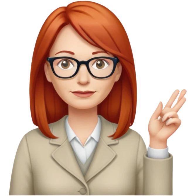 middle age Red head long straight hair pale skin wearing glasses emoji