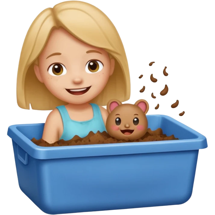Child girl pooping in litter box emoji