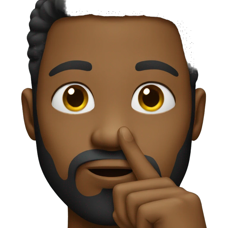 black man with a finger on mouth emoji