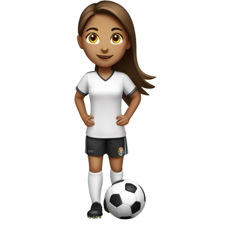 girl-with-brown-straight-hair-Play Soccer White shirt emoji