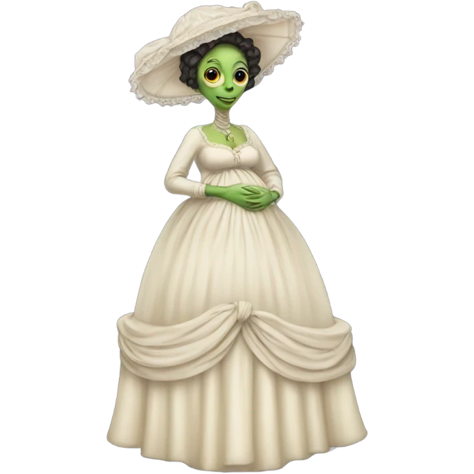 Pregnant alien woman, full body, in victorian elegant dress emoji