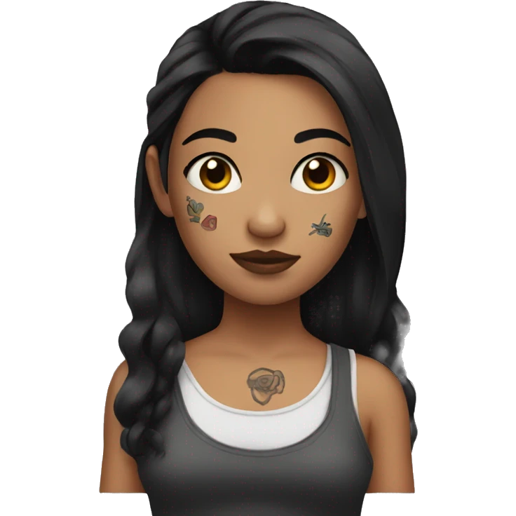 Girl with dark hair and tattoos  emoji