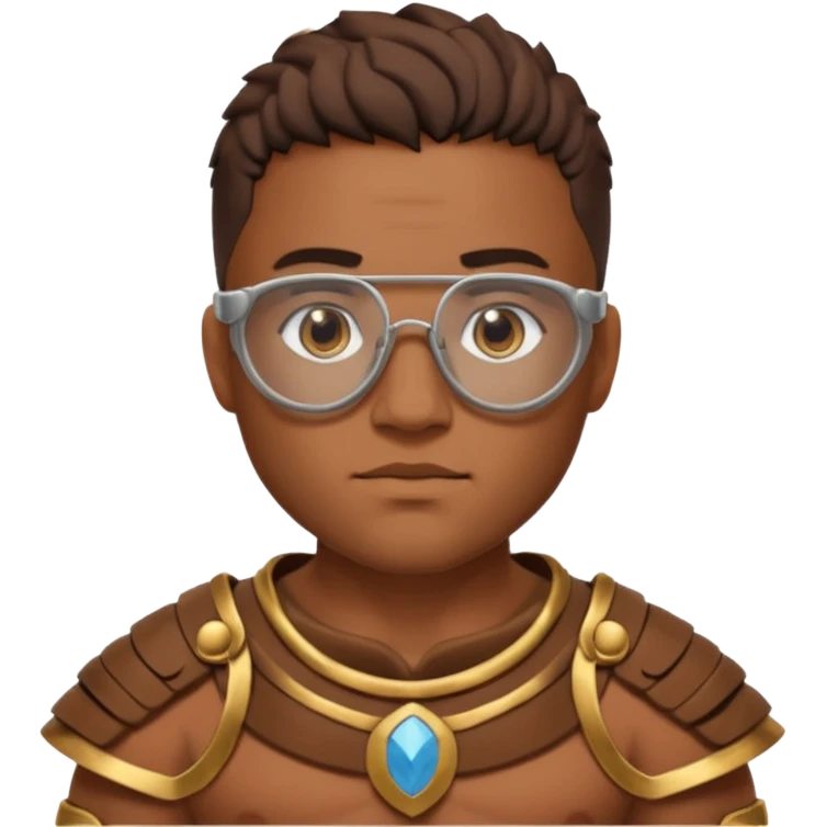 Xeko, wearing gladiator cloth, big round glassed emoji