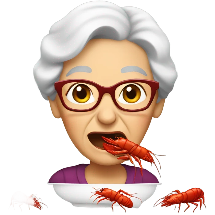 Grandma eating crawfish emoji
