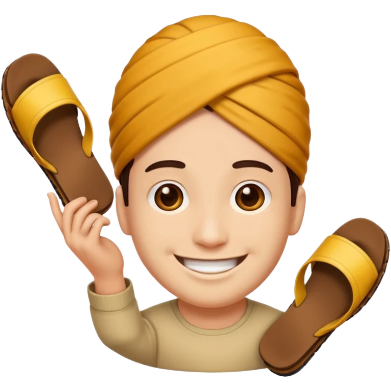 Smile, emoji, holding a chappal emoji