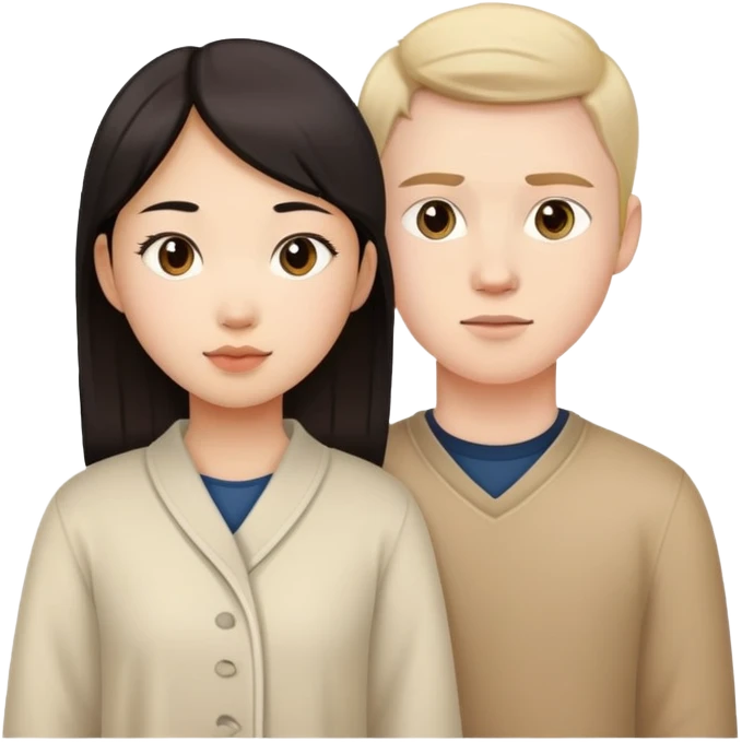 Asian girl and white boy couple emoji