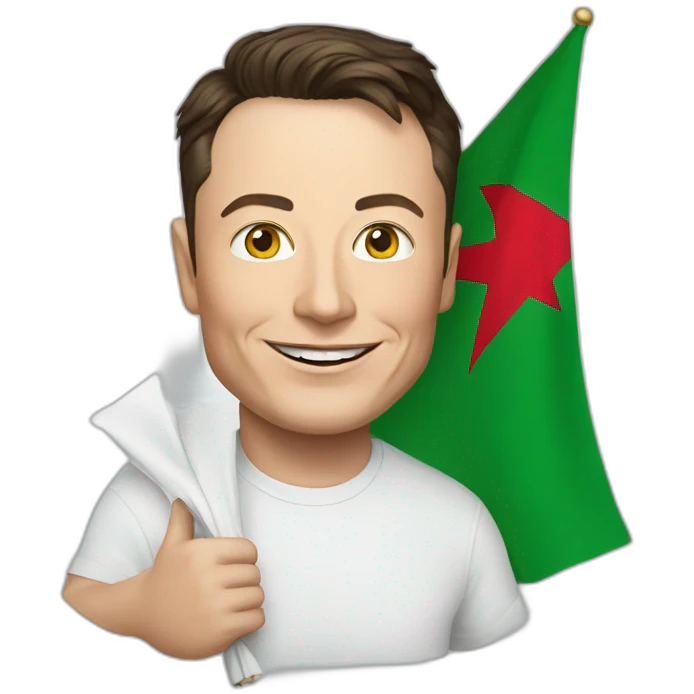 Elon musk holding algeria flag emoji