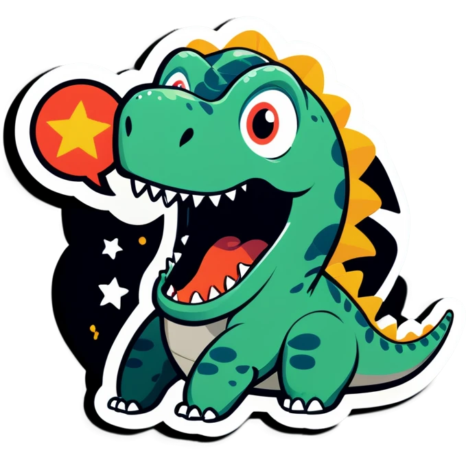Dino saying “Ruh roh “as meteor comes emoji