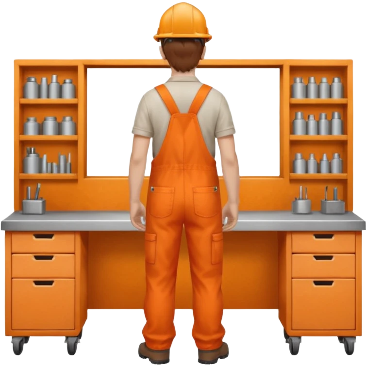 Engineer in orange overalls facing away emoji