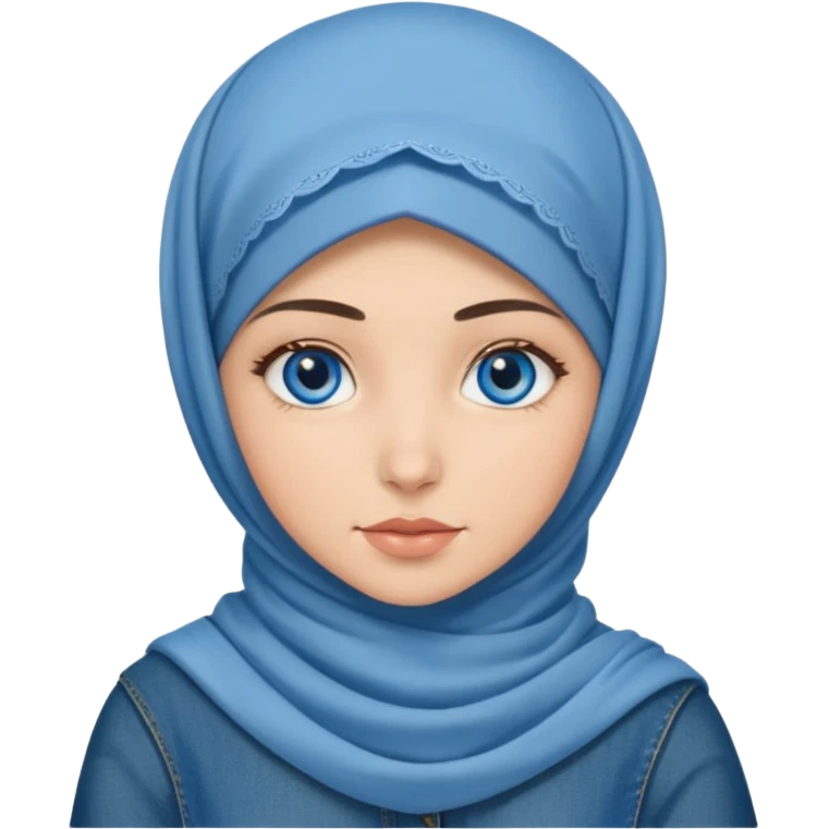 Turkish beautiful finish Konya girl blue eyes with denim hijab dress and ramadan background  emoji