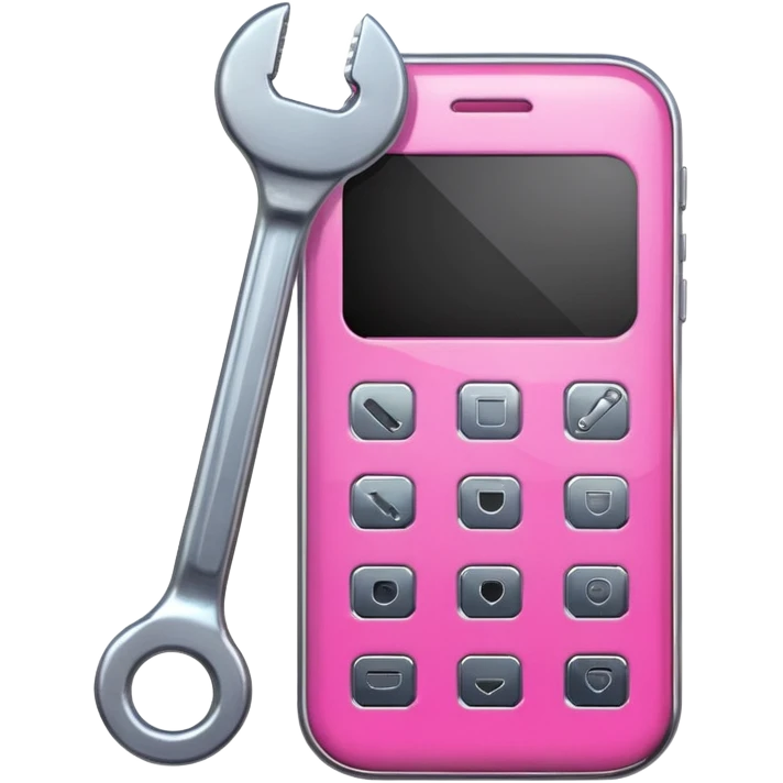 pink cellphone with a wrench emoji