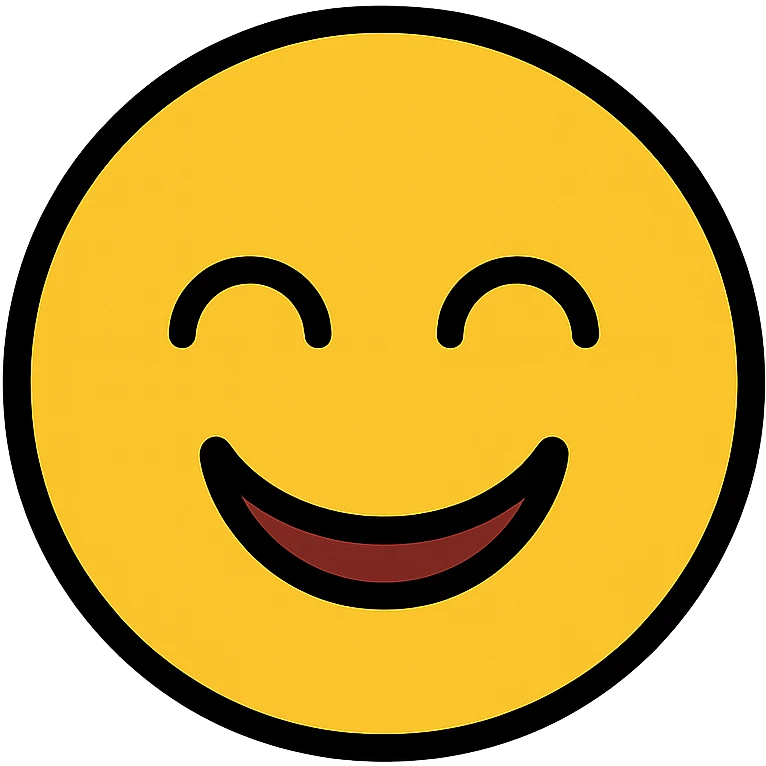 smiling face with closed eyes, cheerful and modern, color icon style emoji