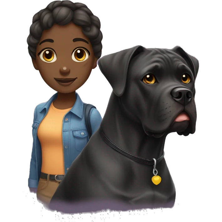 Black girl and cane corso emoji