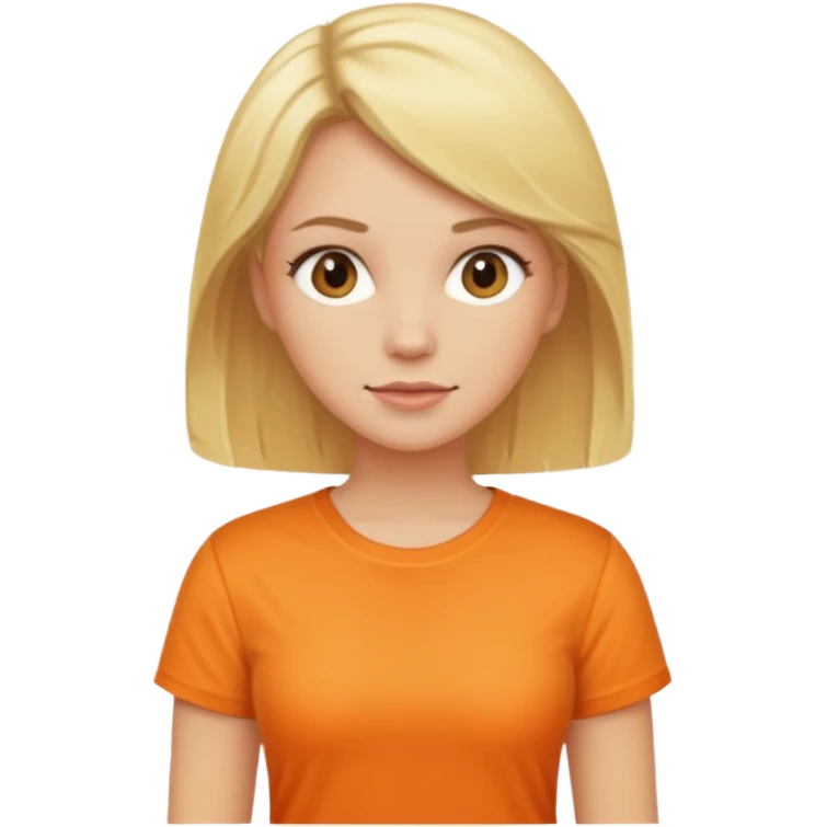 woman with blond hair standing, full body, wearing a light orange shirt emoji