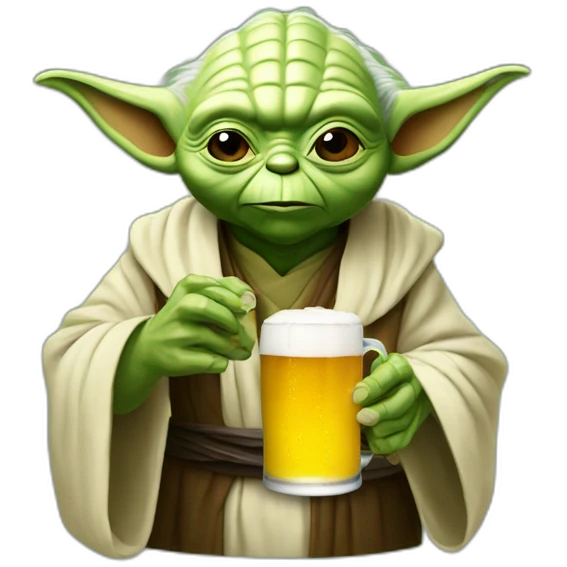 yoda master drink a beer emoji