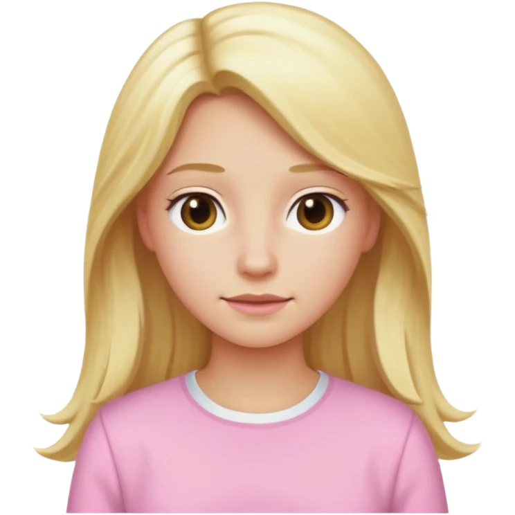 back view of a blonde with long hair, wearing light pink clothes, iOS Apple emoji style emoji