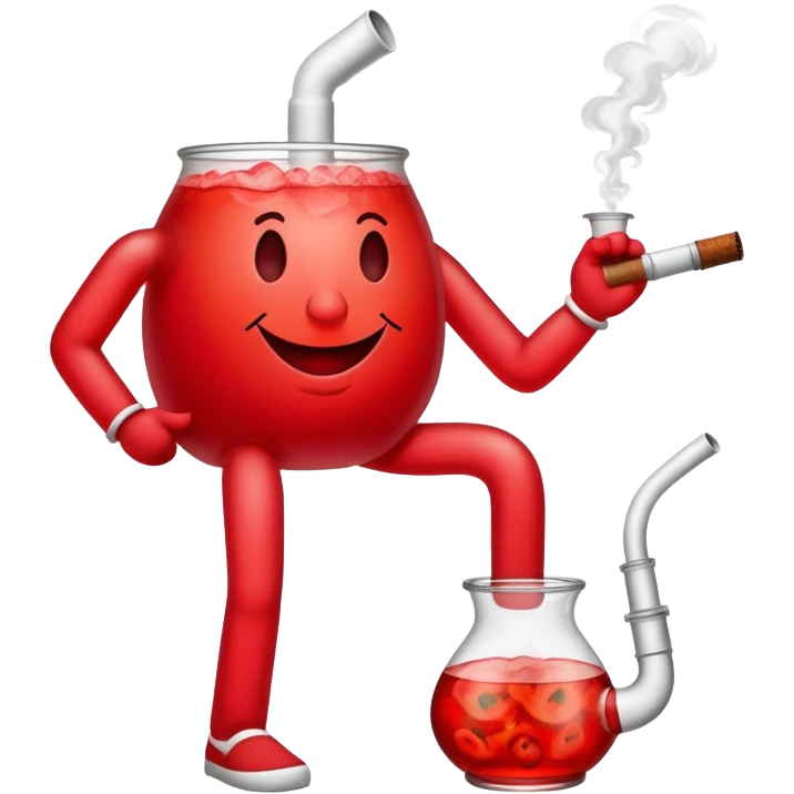 Kool-Aid man with legs smoking a bong emoji