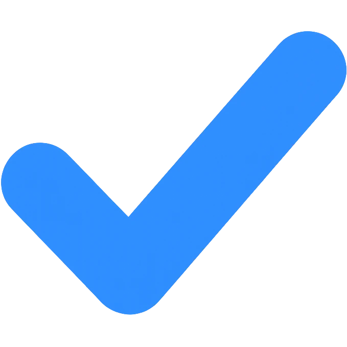 blue check mark, bold and rounded, icon style emoji