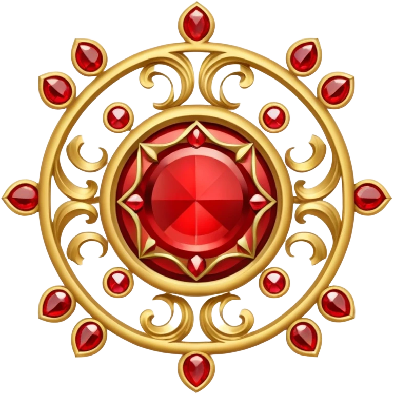 Golden circle crest with red gems emoji