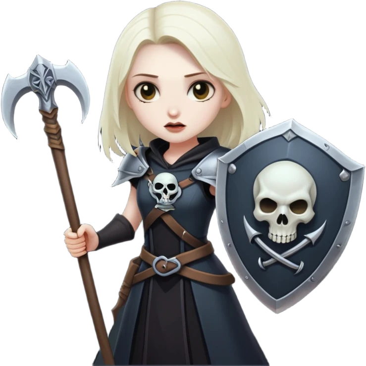 Necromancer girl with scythe and shield emoji