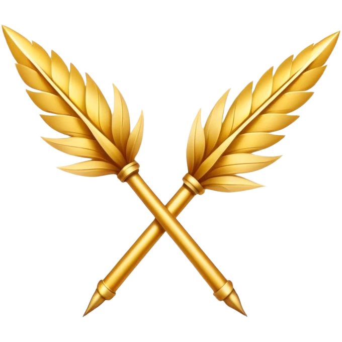 two golden quills crossing each other in a x emoji
