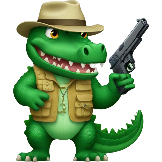 Crocodile with a gun emoji