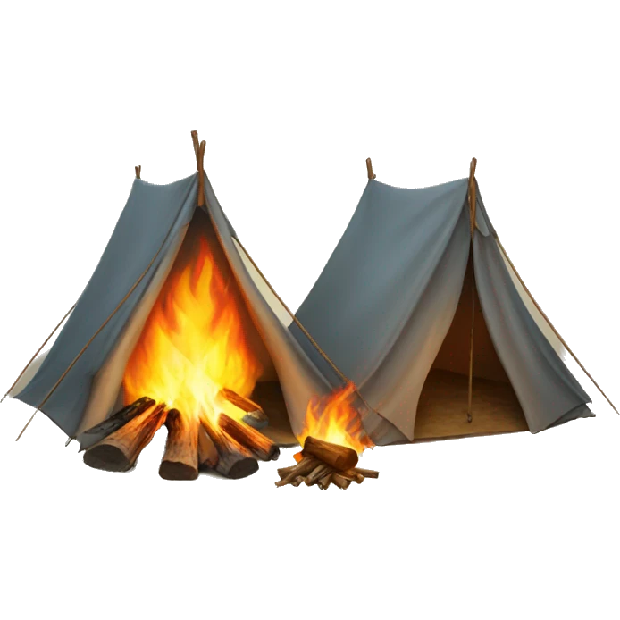 several tents around a fire emoji